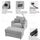 Single Sofa Couch With Storage Space, Movable Ottoman, USB Ports, Cup Holders, Phone Holder