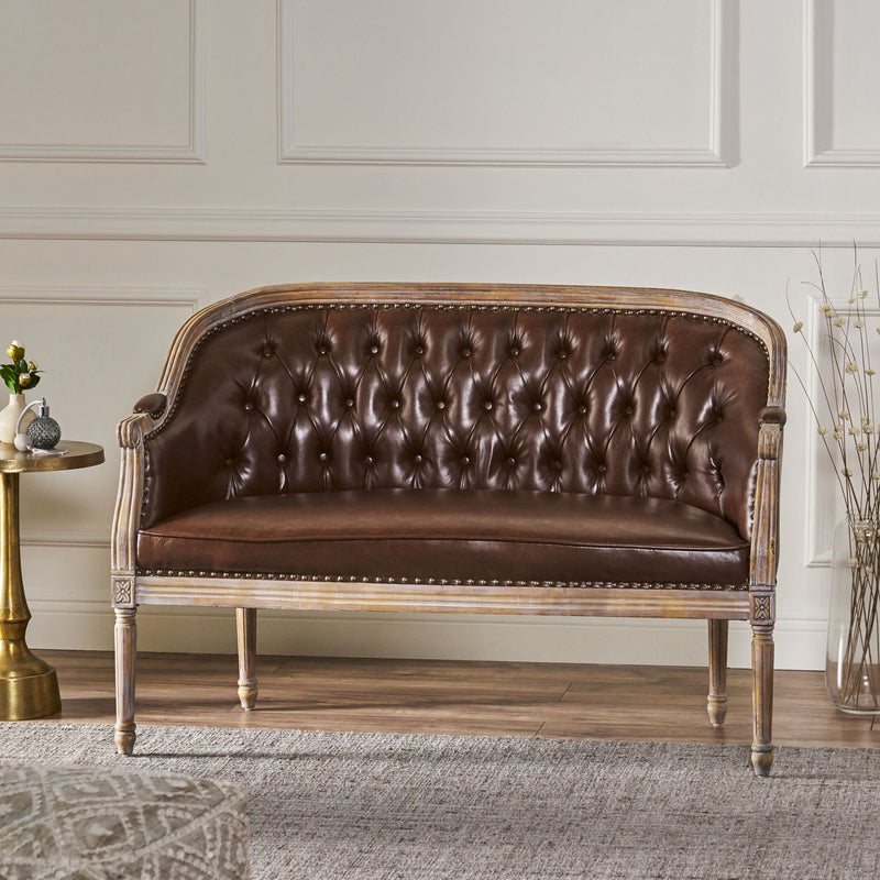French Country Chesterfield Style Tufted Loveseat