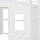 Full Size House Loft Bed With Ladder-White