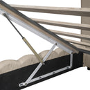 Queen Size Upholstered Platform Bed with LED Headboard and USB, Beige