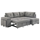 Roanne - Fabric Upholstered Sleeper Sectional Sofa - Gray