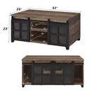 Nineel - Coffee Table - Obscure Glass, Rustic Oak & Black Finish - Atlantic Fine Furniture Inc