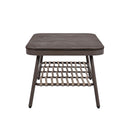 4 Piece Outdoor Patio Furniture Set, Metal Chairs With Woven Rope U Shaped Backrest