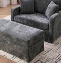 Accent Chair Wide With 2 Bolster Pillows, And Matching Ottoman