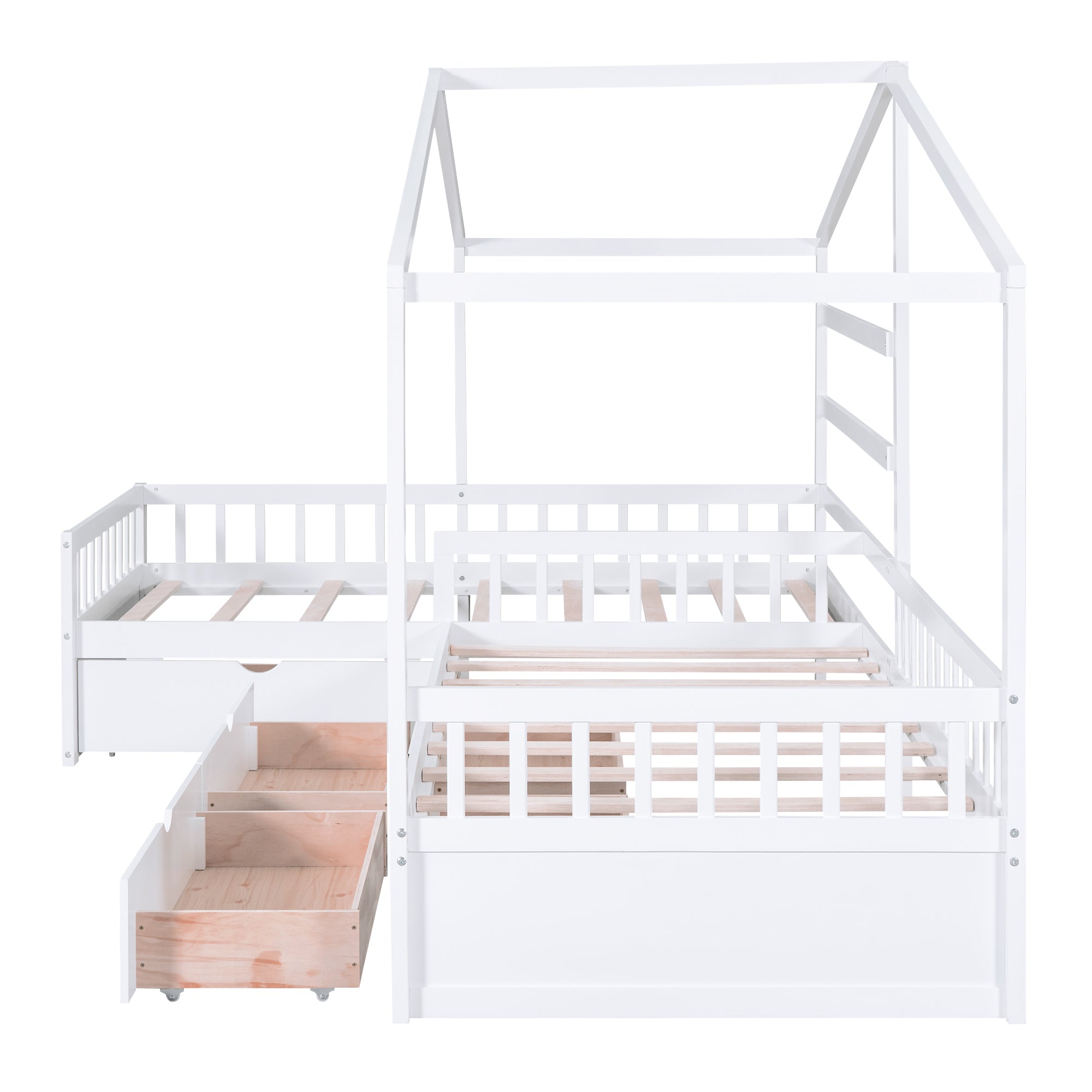 Twin Size House Platform Bed with Three Storage Drawers,White - Atlantic Fine Furniture Melbourne FL