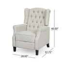 Contemporary Tufted Fabric Push Back Recliner - Beige