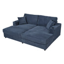 Oversized Loveseat Chaise With 2 USB Ports, 2 Cup Holders And 2 Throw Pillows