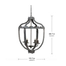 4 Light Metal Chandelier, Hanging Light Fixture With Adjustable Chain For Kitchen, Bulb Not Included - Gray