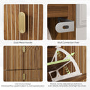 Modern Minimalist Shoe Storage Cabinet With 2 Flip Drawers And Metal Handles - Brown