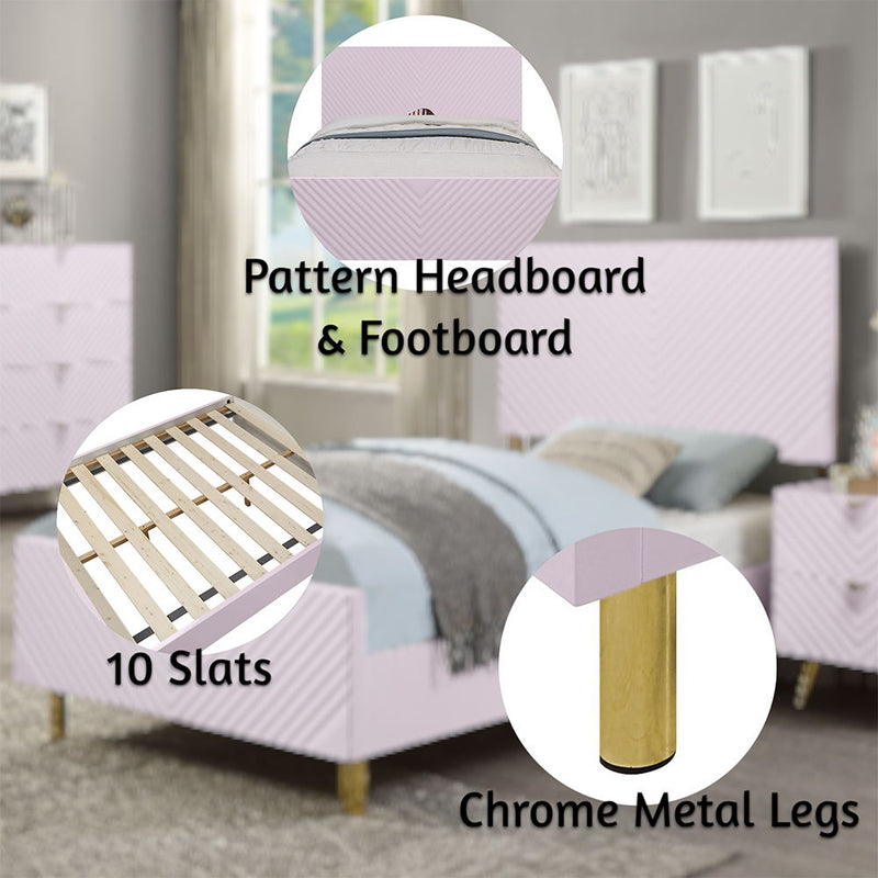 Gaines - Full Bed - Pink High Gloss