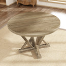 Modern Farmhouse Round Dining Table Solid Wood Rubberwood Antique Finishing Rustic Look Distressed Look Wire Brushed For 4 Seaters - Grayish Brown