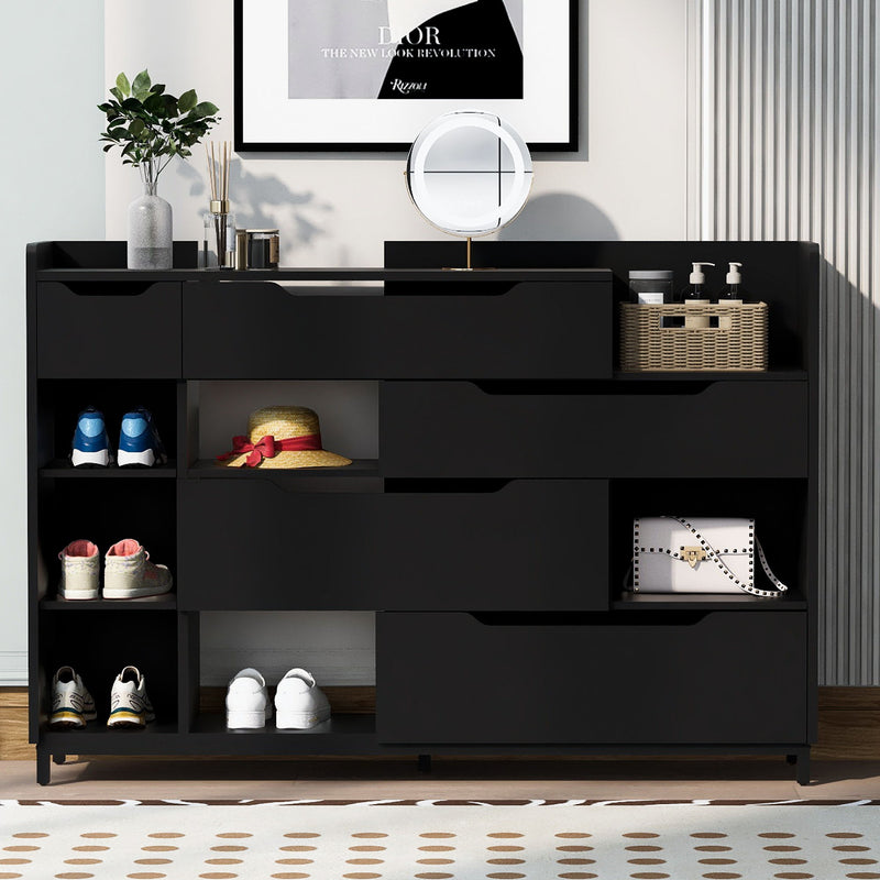 Shoe Storage Cabinet For Entryway With Drawers And Shelves, Modern Shoe Organizer Cabinet, Free Standing Shoe Rack For Hallway, Living Room