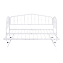 Twin Size Stylish Metal Daybed with Twin Size Adjustable Trundle, Portable Folding Trundle, White