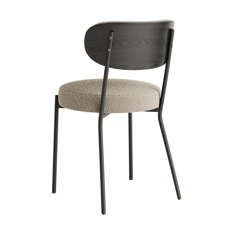 Boucle Modern Kitchen Dining Chair With Bentwood Back (Set of 2)