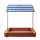 Kids Sandbox With Cover, Sand Box With Adjustable Canopy, Large Outdoor Cedar Sandpit For Backyard Play - Reddish Brown