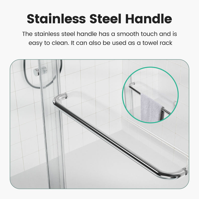 Semi Frameless Double Sliding Shower Door With Tempered Glass