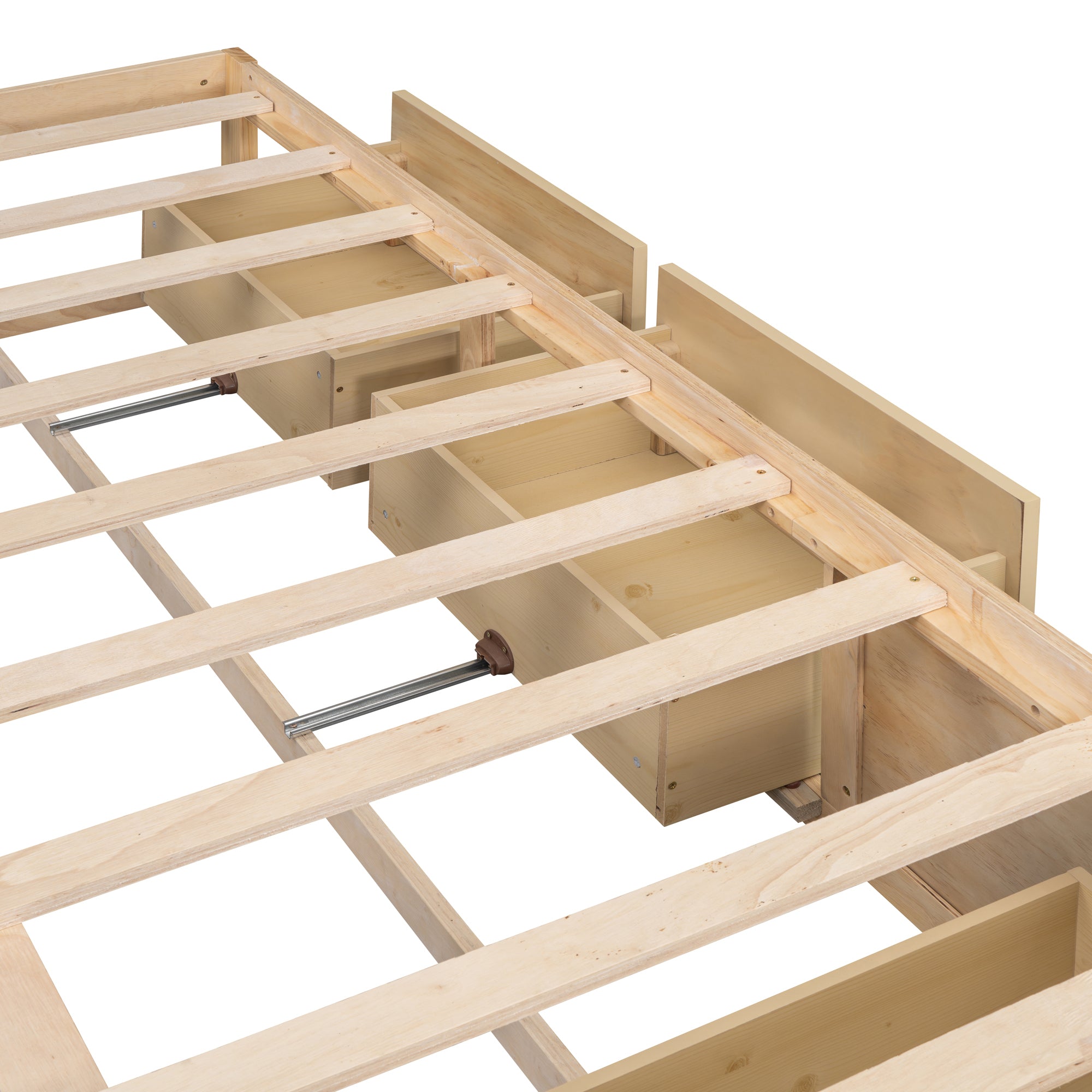 Queen Size Platform Bed with 6 Storage Drawers,Antique Natural - Atlantic Fine Furniture Melbourne FL
