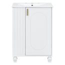 Classic Retro Bathroom Vanity With Sink, Door Shelf, Side Open Storage Frame