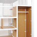 Metal Loft Bed With Wardrobe, Desk, Storage Shelves