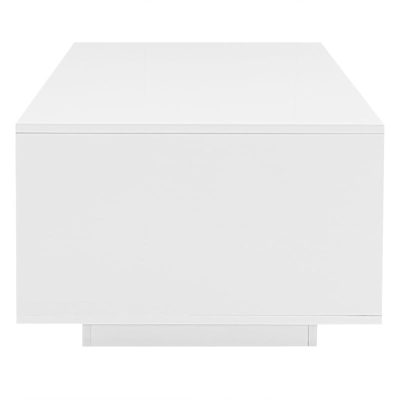 Modern High Glossy Rectangle Coffee Table With 16 Color LED Lights For Living Room