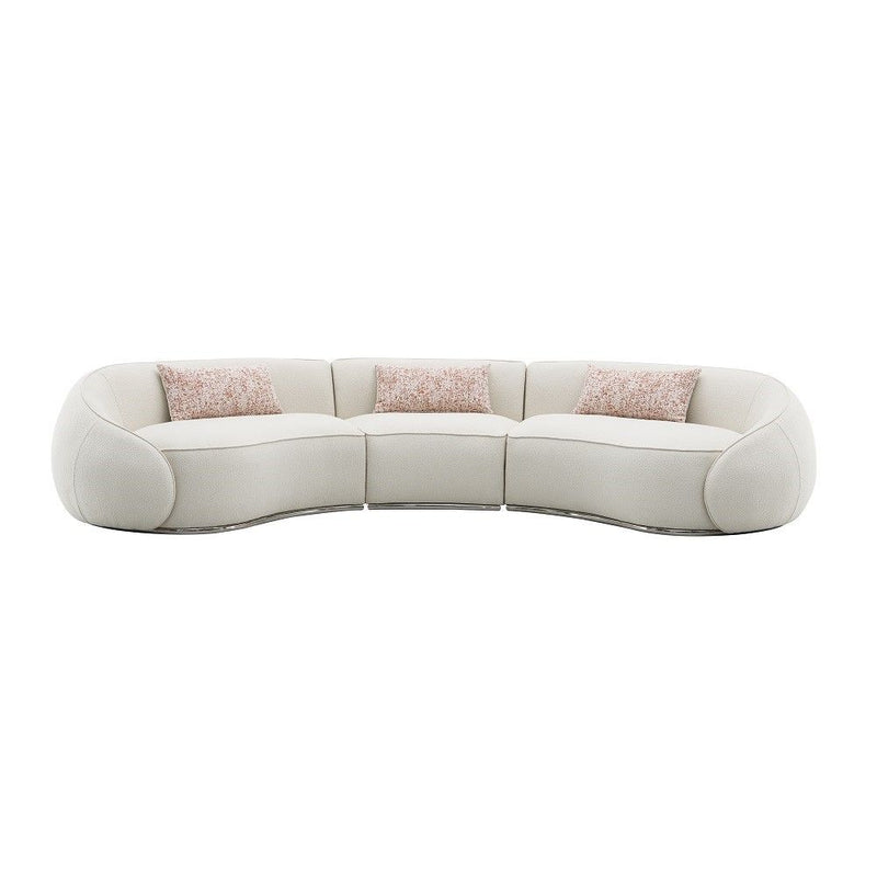 Sahara - Sectional Sofa With 3 Pillows - Beige Boucle