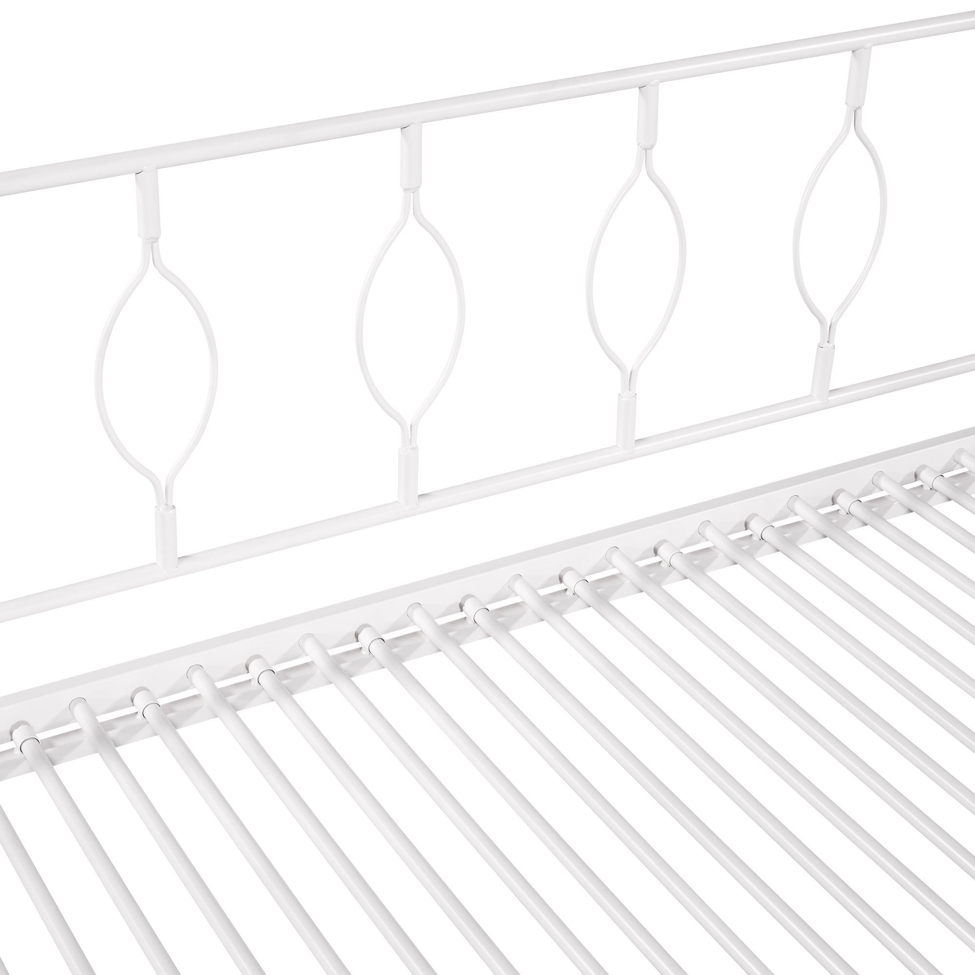 Twin Size Metal Daybed with Trundle, Daybed with Slat No Box required White - Atlantic Fine Furniture Melbourne FL