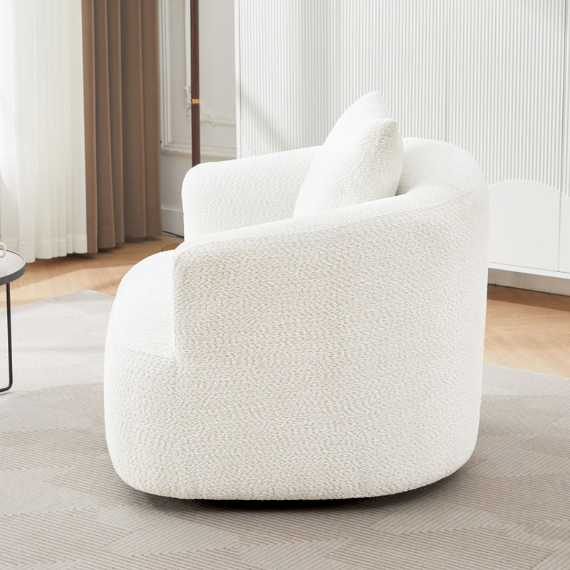 360° Swivel Barrel Sofa Chair With Throw Pillow, Chenille Upholstered Accent Chair
