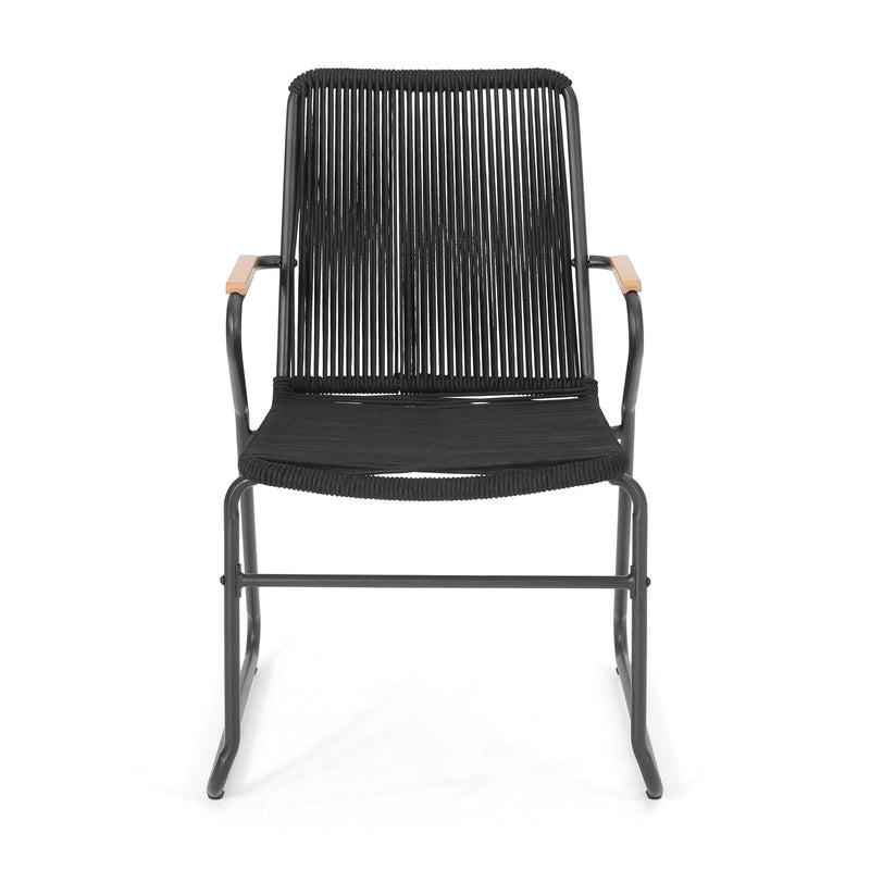Moonstone - Outdoor Club Chair Set With Rope Weave Design - Black