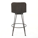 Outdoor Rattan Barstools With Black Brush Copper Iron Frame (Set of 2) - Multi Brown