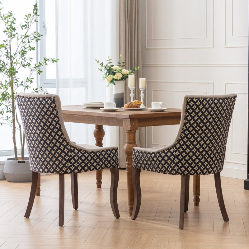 Ultra Side Dining Chair, Thickened Fabric Chairs With Neutrally Toned Solid Wood Legs, Bronze Nail Head (Set of 2)