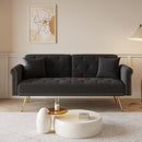 Luxurious Velvet Sofa Bed With Nail Head Trim And Matching Pillow