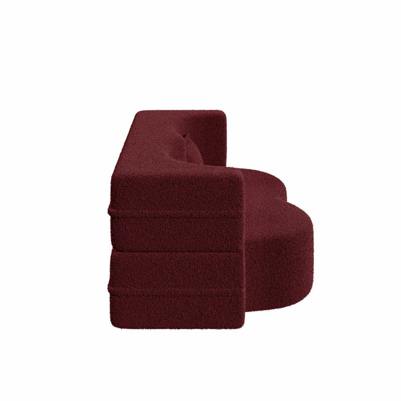 Modern Floor Sofa, With 2 Pillows, Convertible Teddy Fabric Foam Filled Bed