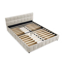 Modern Platform Bed Frame With Thick Chenille Fabric
