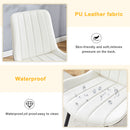 Modern Minimalist Dining Chair Set Extended Seat Cushion, Leather, Metal Legs, 4 Pieces - White / Dark Gray