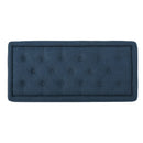 Hyatt - Suede Storage Ottoman With Tufted Top And Dark Wooden Legs - Navy Blue