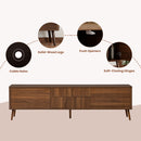 Fluted TV Stand With Storage Drawers And Cabinets For TVs Up To 80", Soft-Close Hinges, Cable Management - Walnut