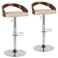 Grotto - Mid Century Modern Adjustable Height Barstool, Swivel With Oval Footrest (Set of 2)