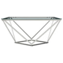 Brittania - Square Glass Top Geometric Coffee Table - Nickel