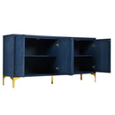 Modern 4 Door Sideboard With Creative Carved Surface And Adjustable Shelves