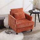 Modern Mid Century Wood Frame Armchair With Tufted Design
