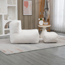 Modern Indoor Fluffy Bean Bag Chair With Memory Foam And Ottoman, Super Soft