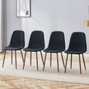 Luxury Simple Chair (Set of 4) Linen Cotton High Resilience Dining Chair With Metal Color Leg - Black / Walnut
