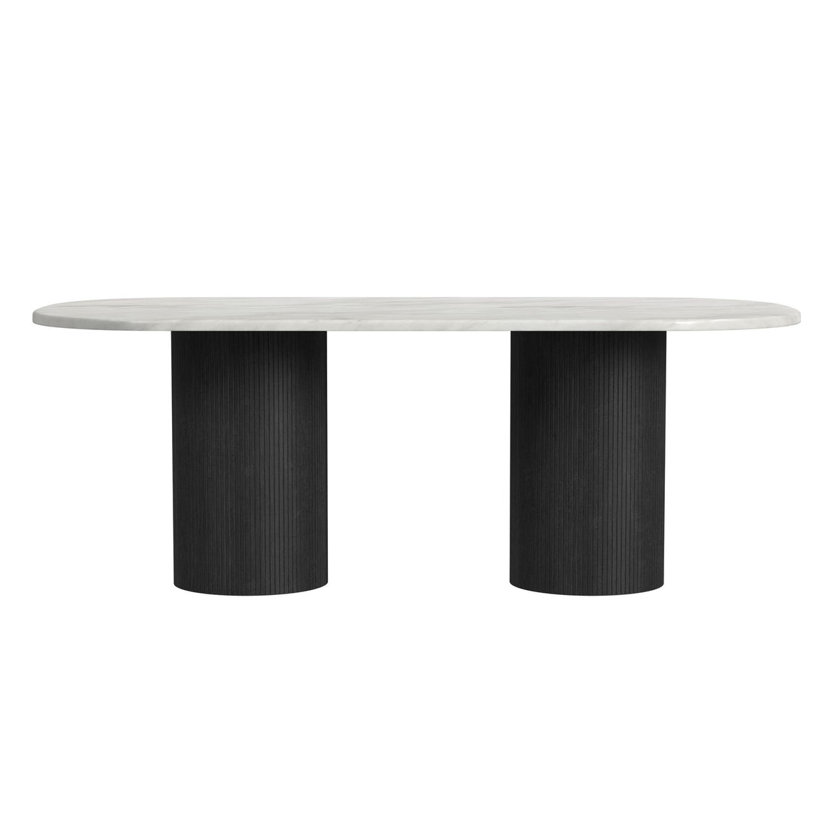 Sylvie Oval Dining Table With Faux Marble Top in Black by Elements International, view 11