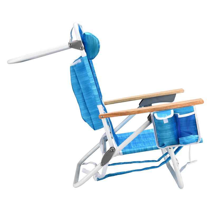 Backpack Beach Chair, 5 Position Chair With Pouch Folding Lightweight Positions