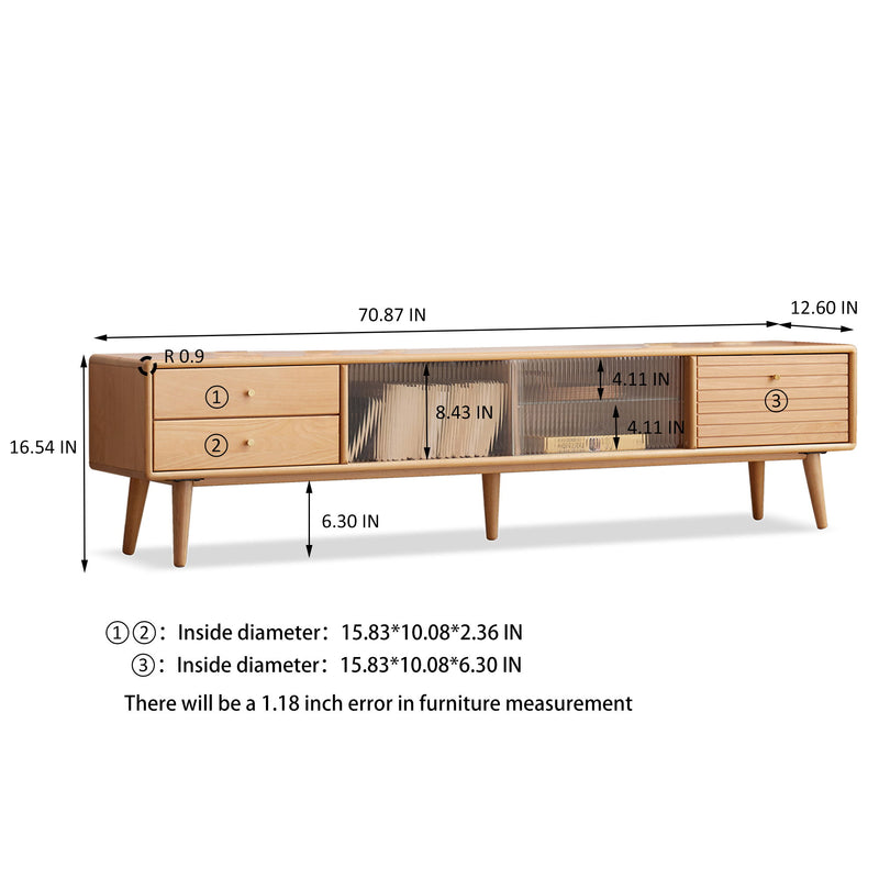 TV Cabinet With Chinese Changhong Glass Doors, Two Drawer Storage Space TV Standing