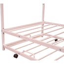 Metal House Bed With Trundle, Twin Size House Bed Pink