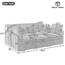 Modern Modular U-Shaped Sofa Bed With Movable Ottoman, USB Ports, Phone Holder