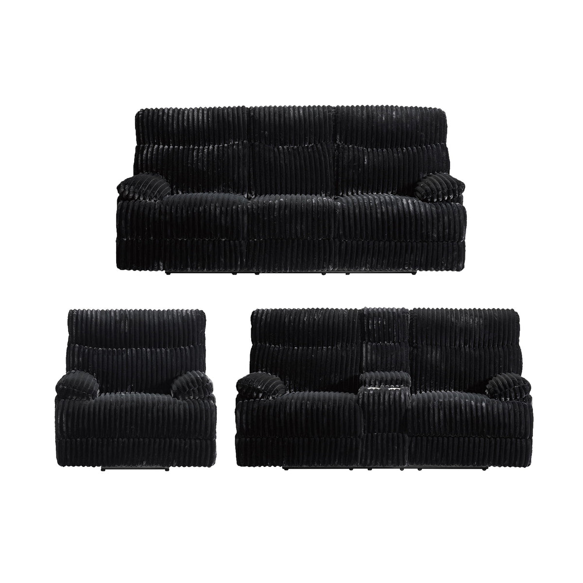 Admiral Power Motion Living Room Set in Black by Elements International