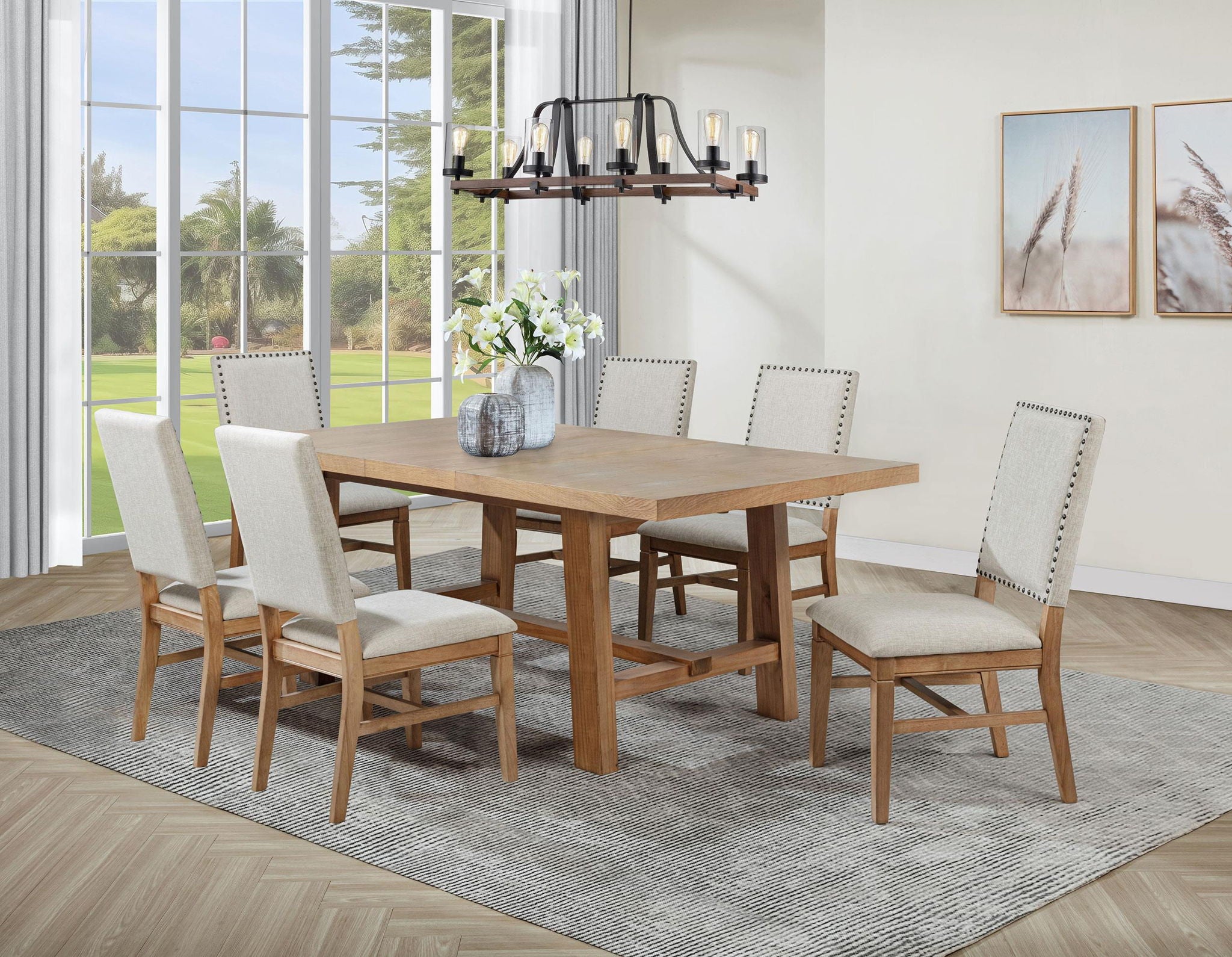 Middleton 7-piece Extension Leaf Dining Set Brown and Beige - Atlantic Fine Furniture Melbourne FL