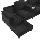 Modern U-Shaped Sectional Sofa With Storage Ottomans